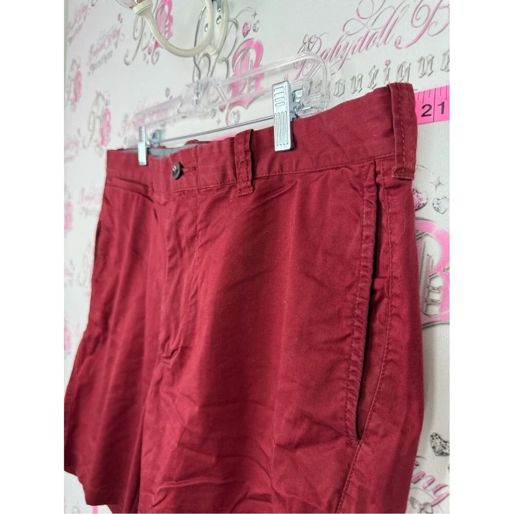 J. Crew stretch Men’s Flat Front Cotton-Blend Shorts in Deep Red